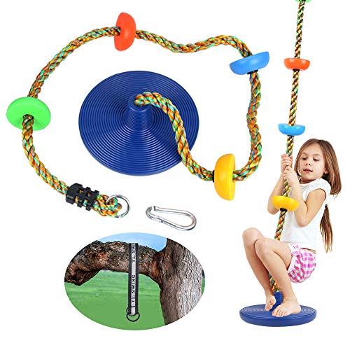 CDCASA - Cuerda de escalada con plataforma y asiento de disco, juego de juego de árbol al aire libre patio de juegos columpio para niños