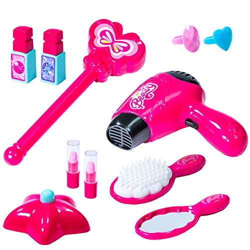 Centro de Belleza Mesa de Tocador Moderno Maquillaje Taburete con luces y sonidos 21PCS Juguetes Para Niñas de 2,3,4 años