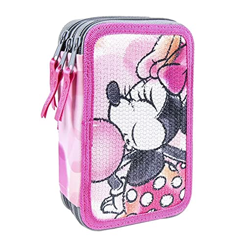 Cerdá, Estuche Plumier Triple con Rotuladores Giotto de Minnie con Lentejuelas-Licencia Oficial Marvel Studios Unisex niños, Multicolor, 12.5 X 19.5 X 6.5 CM