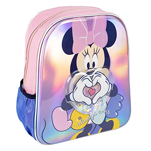 CERDÁ LIFE'S LITTLE MOMENTS, Mochila Infantil con Burbuja y Confetti de Minnie-Licencia Oficial Disney para Niñas, Rosa, Edad recomendada-2-6 años