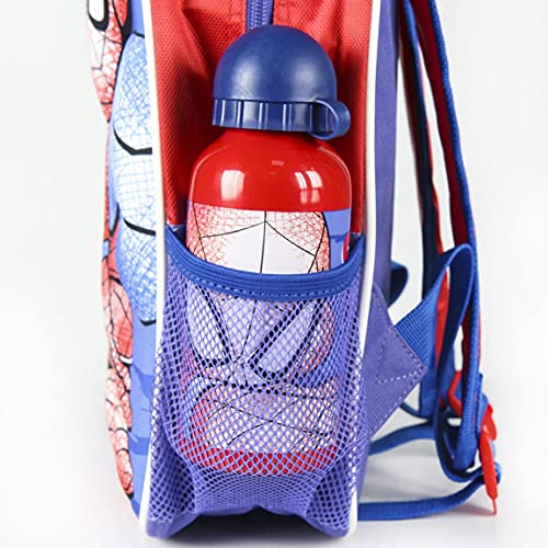 Cerdá, Mochila con Botella de Agua Infantil de Spiderman-Licencia Oficial Marvel Studios Unisex niños, Multicolor, 250X310X100MM