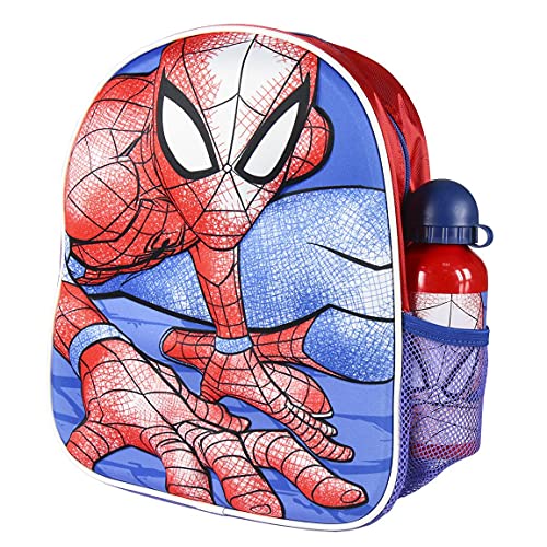 Cerdá, Mochila con Botella de Agua Infantil de Spiderman-Licencia Oficial Marvel Studios Unisex niños, Multicolor, 250X310X100MM