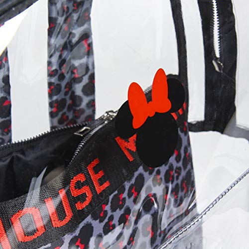 Cerdá, Mochila de Playa Transparente de Minnie Mouse con Compartimento Interior Impreso Unisex niños, Negro, Grande