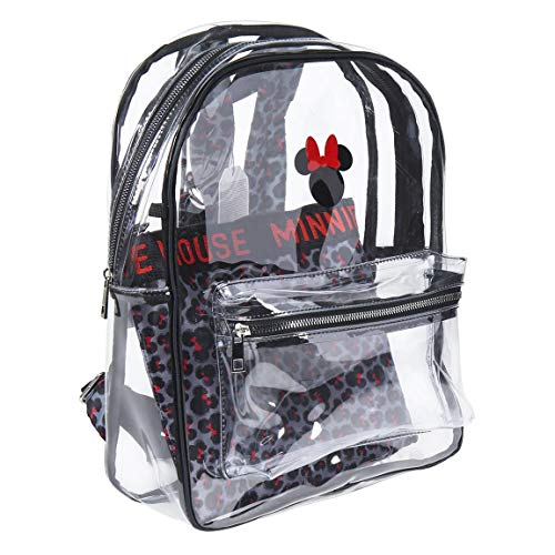 Cerdá, Mochila de Playa Transparente de Minnie Mouse con Compartimento Interior Impreso Unisex niños, Negro, Grande