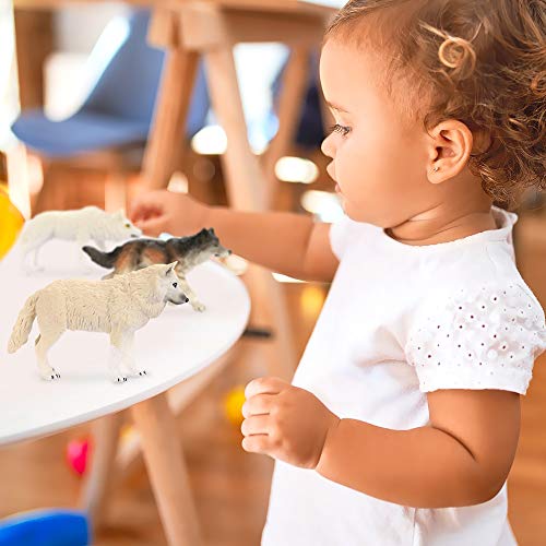 CestMall Wolf Toys Figures 8Pcs, Animal Toys Wolf Figurines Zoo Pack, Figuras realistas Dibujadas a Mano, Colección y exhibiciones geniales Edades de 3 4 5 Niños y niñas Niños