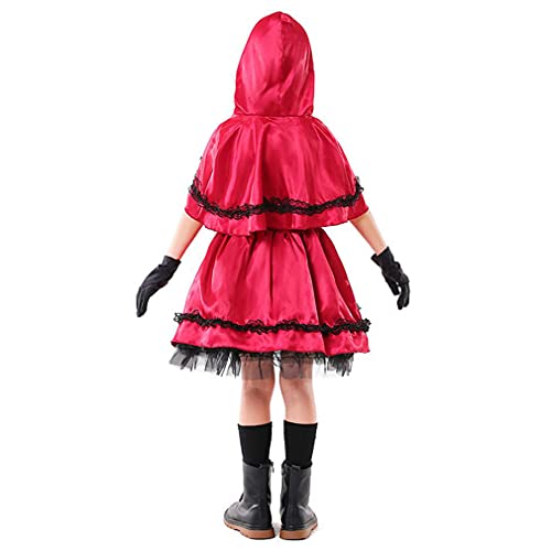 CGBF-Disfraz de Cosplay Infantil Caperucita Roja para Niñas Carnaval de Halloween Fiesta de Disfraces Disfraces de Escenario de Cuento de Hadas,Rojo,8 Years