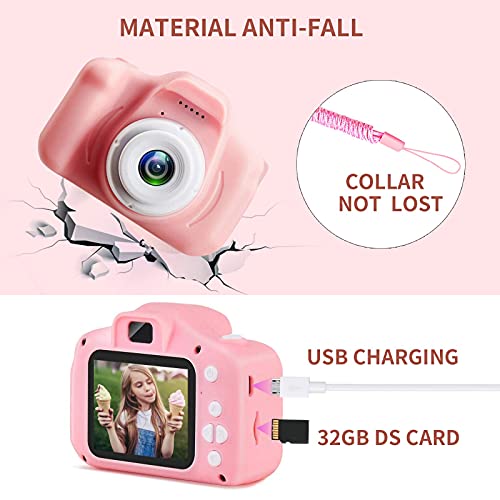 CHENAN Cámara Digital para Niños 1080P Cámara de Fotos para Niños Juguete Regalos Ideales para Niños Niñas de 3-10 Años con Tarjeta de Memoria Micro SD 32GB (Rosa)