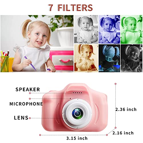 CHENAN Cámara Digital para Niños 1080P Cámara de Fotos para Niños Juguete Regalos Ideales para Niños Niñas de 3-10 Años con Tarjeta de Memoria Micro SD 32GB (Rosa)