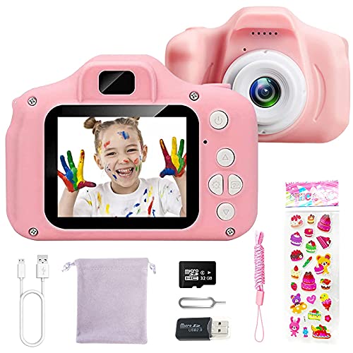 CHENAN Cámara Digital para Niños 1080P Cámara de Fotos para Niños Juguete Regalos Ideales para Niños Niñas de 3-10 Años con Tarjeta de Memoria Micro SD 32GB (Rosa)