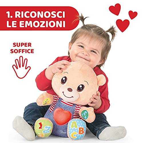 Chicco Osito Enseña Emociones, Peluche Interactivo Bilingüe, Oso de Peluche Educativo con Emociones, Números y Letras, Peluche para Bebés con Luces y Canciones – Juguetes para Niños 6 Meses a 5 Años