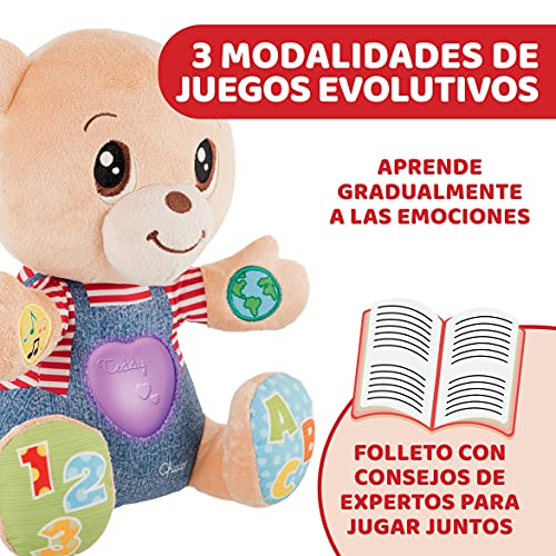 Chicco Osito Enseña Emociones, Peluche Interactivo Bilingüe, Oso de Peluche Educativo con Emociones, Números y Letras, Peluche para Bebés con Luces y Canciones – Juguetes para Niños 6 Meses a 5 Años