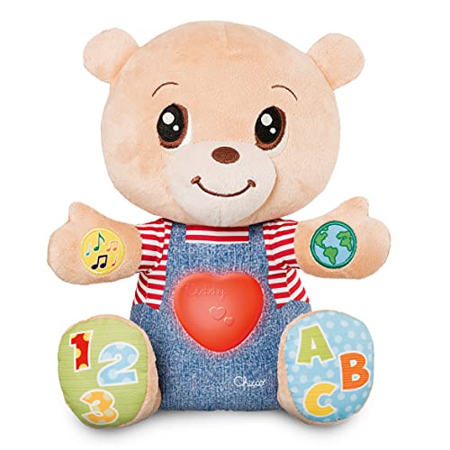 Chicco Osito Enseña Emociones, Peluche Interactivo Bilingüe, Oso de Peluche Educativo con Emociones, Números y Letras, Peluche para Bebés con Luces y Canciones – Juguetes para Niños 6 Meses a 5 Años