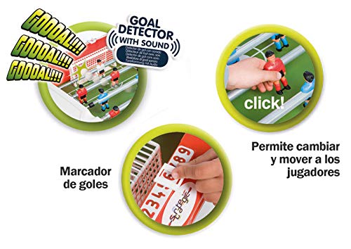 Chicos-72509 Strategic Supercup Futbolín Infantil Electrónico con Sonido Jugadores Intercambiables y Marcador de Goles, a partir de 3 años, color blanco con rojo, 86.5 cm x 73.5 cm x 71.5 cm (72509)