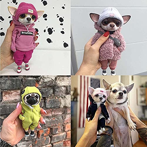 Chihuahuas Clay Fashionable Animal Doll Sculptures, Resin Standing Puppy Doll Plush Toy for Women/Men