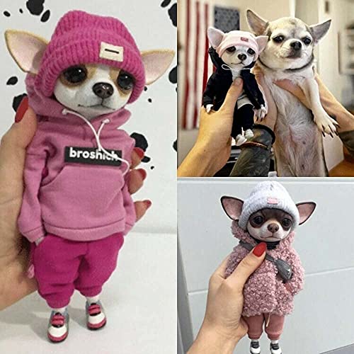 Chihuahuas Clay Fashionable Animal Doll Sculptures, Resin Standing Puppy Doll Plush Toy for Women/Men