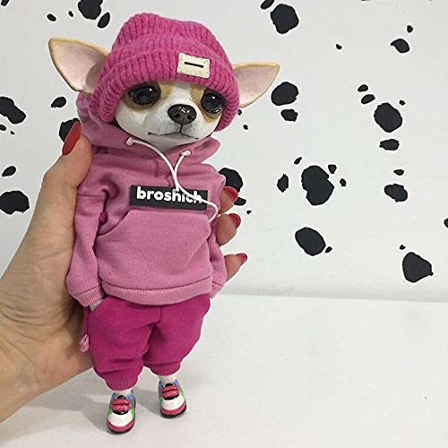 Chihuahuas Clay Fashionable Animal Doll Sculptures, Resin Standing Puppy Doll Plush Toy for Women/Men