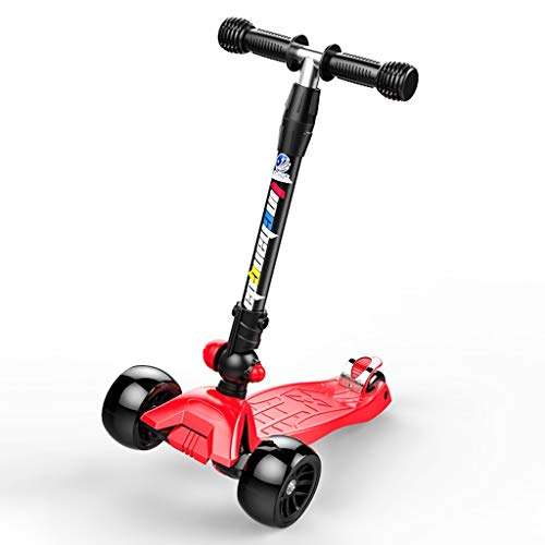 Children scooter Vespa de los niños, 5 cm Ensanchamiento Las Ruedas Delanteras, Plegable, 26-35 Pulgadas de Ajuste de Altura, Apto for Montar Juegos for niños y niñas de 3-12 años de Edad, for los n