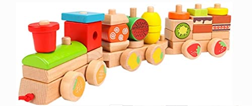 CHLOENCE Método Montessori, tren Plus con formas geométricas para apilar 43 x 10 x 8 cm