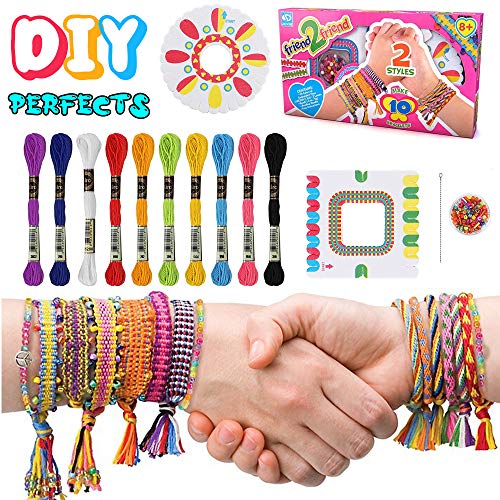 CHMMY DIY Kit de Pulsera Amistad Arte y Manualidades para Niñas Conjunto de Cuentas de Cuerdas de Colores Conjuntos de Manualidades con Tablero Tejido para Niños 3 4 5 6 7 8 9 Años Regalo para Niñas