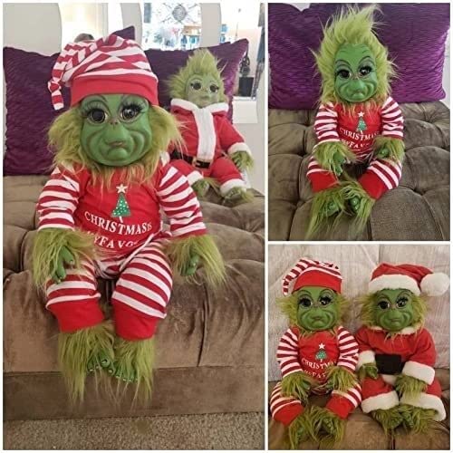 Christmas Grinch Molly, 20 cm Christmas Grinch Baby Peluche Peluche, 2ifelike muñeco de muñeca, Navidad Linda Muñeca Juguete, for niños (Color : Pajamas Grinch)