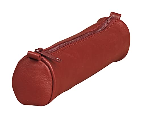 Clairefontaine Schlamperm AgeBag - Estuche Redonda de Piel, 18,5 x Ø 4, Rojo