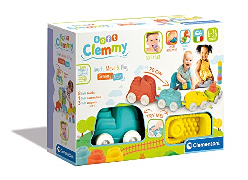 Clementoni - 17424 - Tren Sensorial - Juguete Texturas y Bloques bebé- 6 a 36 Meses