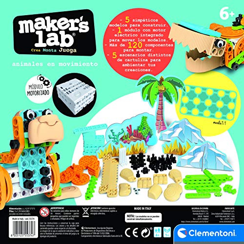 Clementoni-55374 - Mechanics Junior - Animales en movimiento - juego construcciones animales a partir de 6 años