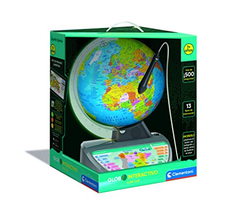 Clementoni-55386 - Exploramundo Arco Luminoso - Globo terráqueo interactivo con luz a partir de 7 años