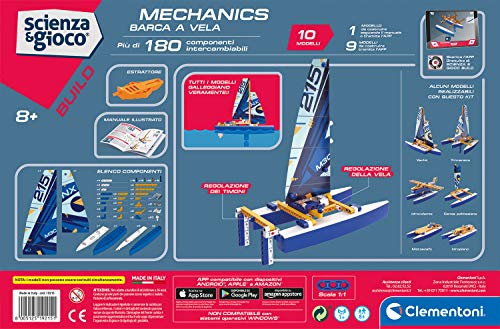 Clementoni- Ciencia Build – Barco de Vela, construcción, Laboratorio mecánico, Juego científico (versión en Italiano), niños 8 años +, Fabricado en Italia, Multicolor (19215)