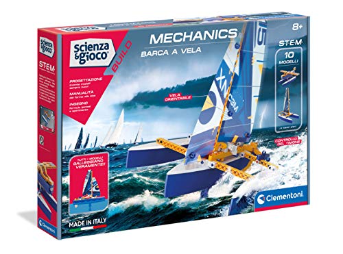 Clementoni- Ciencia Build – Barco de Vela, construcción, Laboratorio mecánico, Juego científico (versión en Italiano), niños 8 años +, Fabricado en Italia, Multicolor (19215)