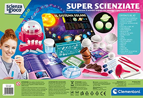 Clementoni Juego Lab-Super científicos químicos, Kit de experimentos Ciencia, Laboratorio científico 8 años, Manual en Italiano, Fabricado en Italia, Multicolor, 19244