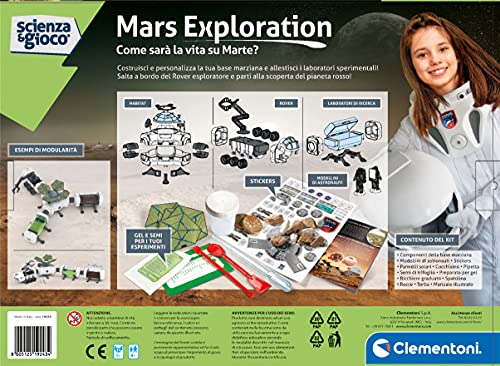 Clementoni Lab-NASA Mars Exploration, Base Espacial, Kit de experimentos Ciencia, Juego científico 8 años, Manual en Italiano, Multicolor, 19243