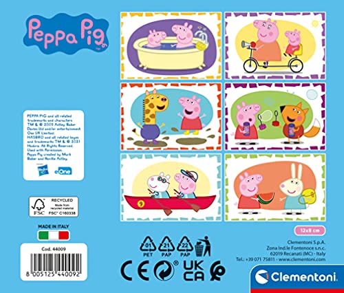 Clementoni Peppa Pig-Puzzle 3 años – Cubos de 6 Piezas – Play For Future – Materiales 100% reciclados – Fabricado en Italia, Rompecabezas para niños, Dibujos Animados, Multicolor (44009)