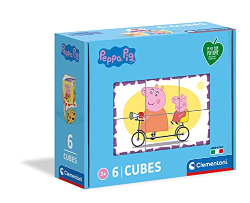 Clementoni Peppa Pig-Puzzle 3 años – Cubos de 6 Piezas – Play For Future – Materiales 100% reciclados – Fabricado en Italia, Rompecabezas para niños, Dibujos Animados, Multicolor (44009)