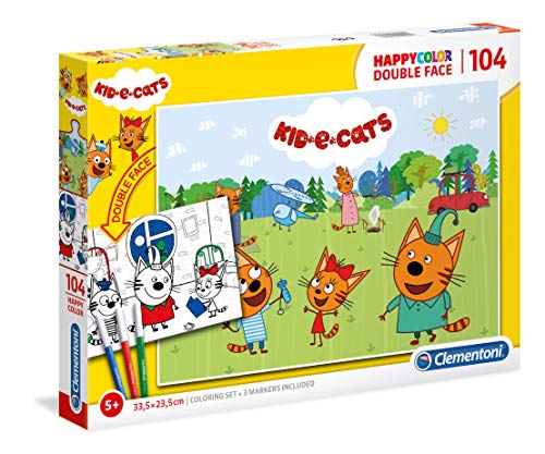 Clementoni- PZL 104 Colorear Kid Y Cats Puzzle Infantil, Multicolor (25707)