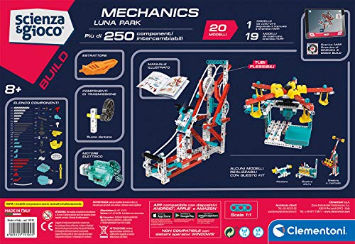 Clementoni- Science & Play Build – Luna Park – Fabricado en Italia construcciones – Mecánico – Juego científico (versión en Italiano) – 8 años + (19192)