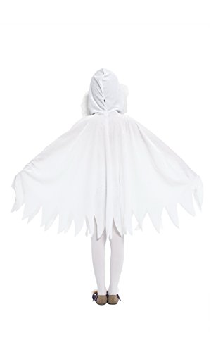 Cloudkids Capa con Capucha Disfraz de Halloween para Niñas Niños,Elfo Capa de Princesa Disfraz de Bruja para Halloween Fiesta para Infantiles Niñas, Color Blanco (3-4 años)