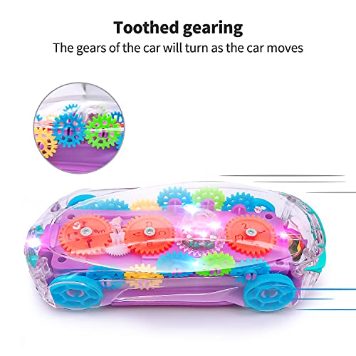 Coche de Juguete con Luces y Música Coche Infantil Transparente Concepto de Engranaje Educativa Regalo Juguetes para Bebe Niños 1-6 años