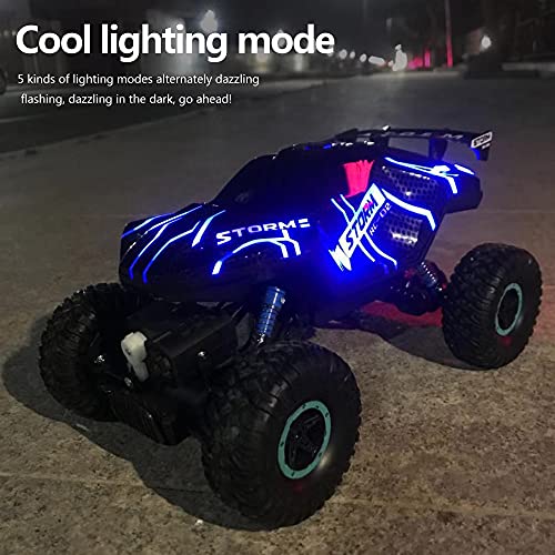 Coche Teledirigido para Niños, RCCBOOST 4WD Spray Coche Juguete Todoterreno de Alta Velocidad 20km/h| Luz LED Fresca | 2 Baterías Recargables | Coche Juguete Regalo para niños 6 a 12 años (Azul)