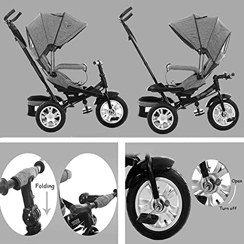 Cochecito 3-en-1 Cochecito de bebé Cochecito de triciclo Bicicleta de acero al carbono Título de niños con embrague y arnés de seguridad Carro de niños carrito de 1 a 5 años