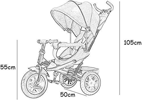 Cochecito 3-en-1 Cochecito de bebé Cochecito de triciclo Bicicleta de acero al carbono Título de niños con embrague y arnés de seguridad Carro de niños carrito de 1 a 5 años