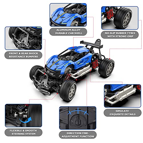 Coches Teledirigidos para Niños-Grado de Juguete: VATOS Escala 1:20 Aleación 2WD Velocidad máxima 20 km/h Coche RC Todoterreno｜Camión RC de 2,4 GHz con 2 baterías Recargables para niños y niñas