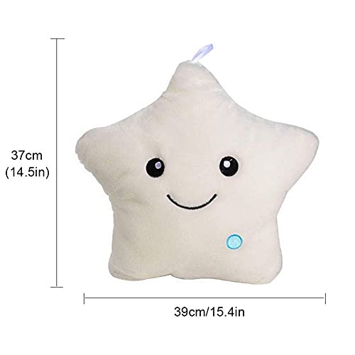 Cojín de peluche con luz LED, estrella de peluche, suave, muñeca para niños, novia, cojín para la espalda, decoración del hogar, juguete para Navidad, regalo de cumpleaños, color blanco