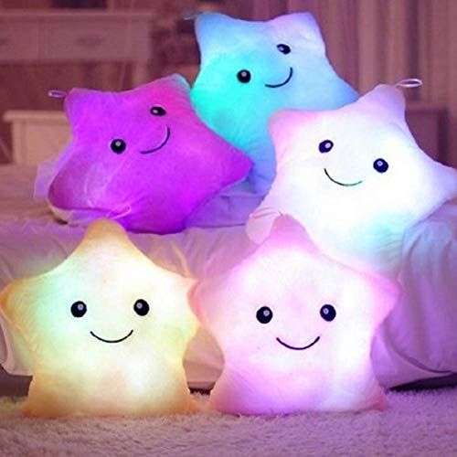 Cojín de peluche con luz LED, estrella de peluche, suave, muñeca para niños, novia, cojín para la espalda, decoración del hogar, juguete para Navidad, regalo de cumpleaños, color blanco