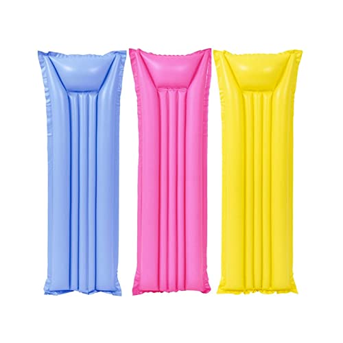 Colchoneta hinchable de 180 x 70 cm, colchoneta inflable verano, hamaca flotante, colchón, tumbona inflable, flotador con reposacabezas para playa y piscinas, de color surtido para playa o piscina