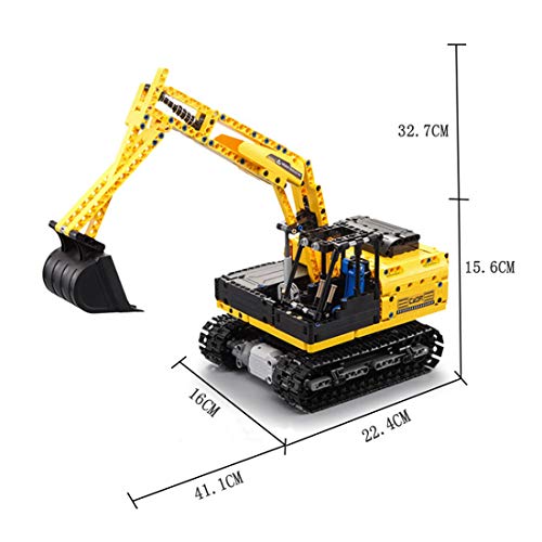 ColiCor Technic - Juego de bloques de construcción para excavadora (544 unidades, 2,4 G, 4 canales, control remoto, con 2 motores, compatible con Lego Technic)