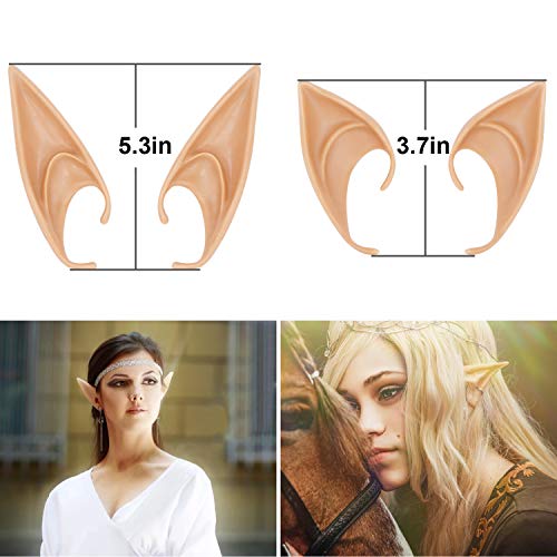 Colmanda 2 Pares Orejas de Elfo + 4 Pares Dientes de Vampiros, Orejas de Elfo Latex Elf Ear Divertido Orejas de Elfo Fiesta de Halloween Disfrazar para Cosplay Halloween Carnaval