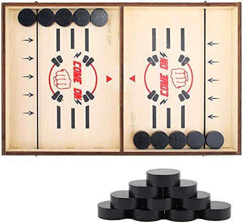 Colmanda Hockey de Madera Juguete de Tablero de Catapulta Juego de Mesa de Hockey Juego de Air Hockey Juego de Escritorio Interactivos Entre Padres e Hijos Actividades de Reunión Familiar (1)