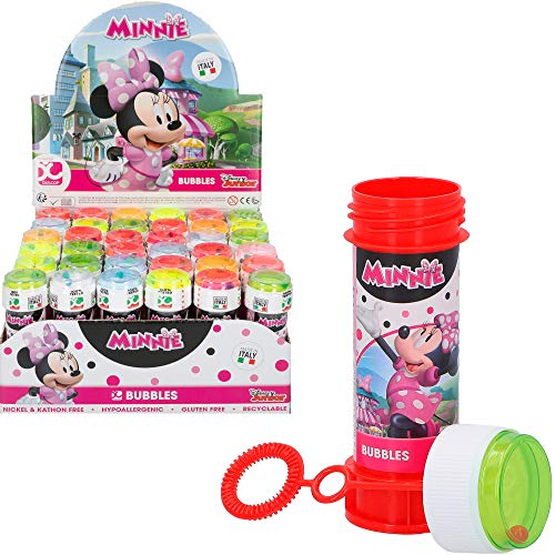 ColorBaby - Caja 36 pomperos, pompero Minnie, 60 ml, pomperos para niños, regalos cumpleaños niños, minnie mouse, decoración cumpleaños minnie, infantil, juguete burbujas jabón