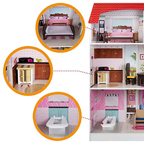 ColorBaby- Cocinita de madera y casa de muñecas 2 en 1 (85292)